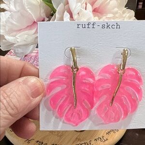 New Pink Leaf Earrings
